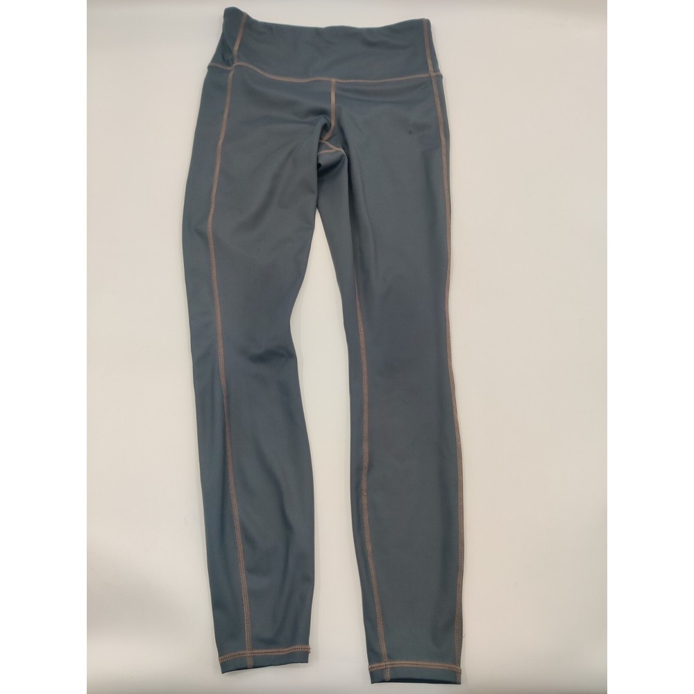 Athleta Womens High Rise‎ Compression Leggings Slate Blue Gray XS Tan Seam